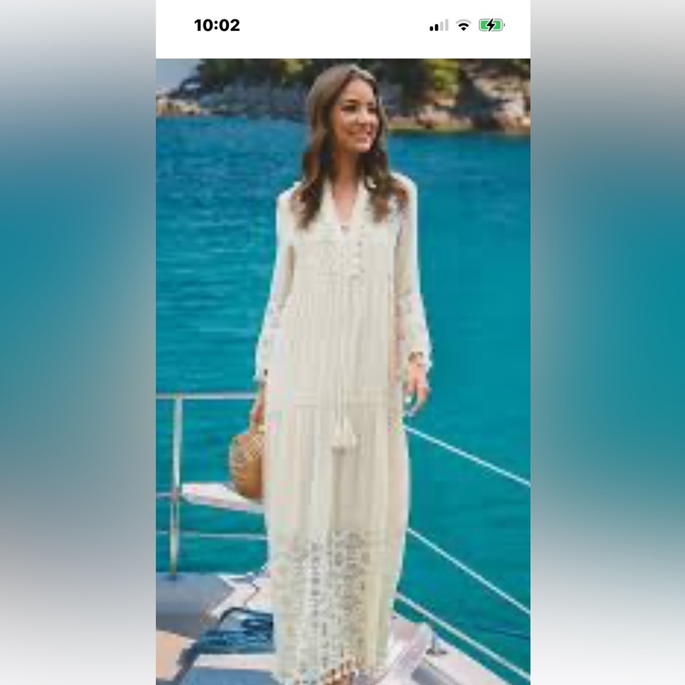 Boutique Elegant Ivory Cream Lace Maxi Dress